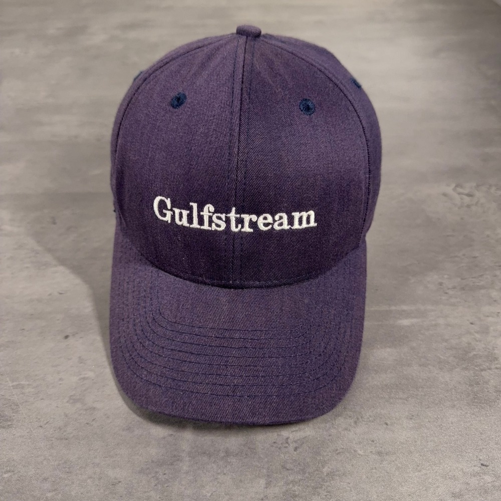 Vintage Gulfstream Snapback Hat Navy Aviation Corporate Promo Pilot Cap Faded